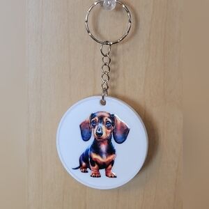 💀NEW 💀Dachshund Print Key Holder - White